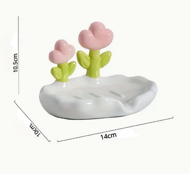 Porte-savon ovale en plastique avec motif floral auto-drainant, salle de bain design