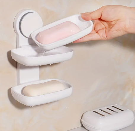 Porte-savon ventouse ovale sans perçage pour salle de bain
