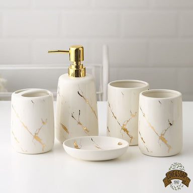 Ensemble d'accessoires de salle de bain à comptoir rond poli en or blanc -  Spazio
