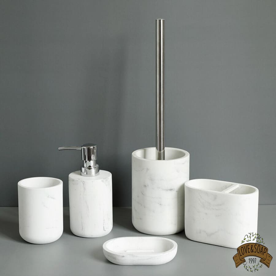 Set d'accessoires pour salle de bain en marbre