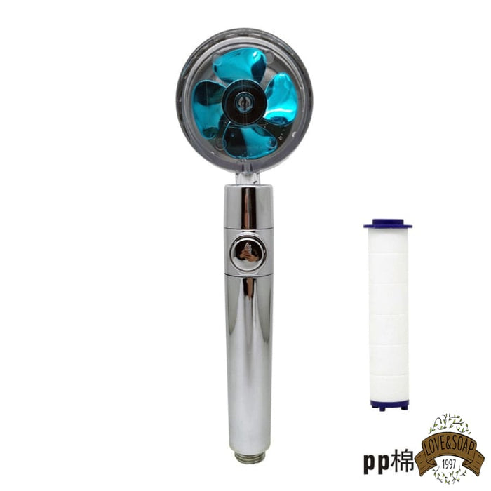 Pipihome Douche à économie d'eau haute pression, pivotante à 360 °, avec  filtre, pommeau de douche turbo spa avec ventilateur et interrupteur (bleu)