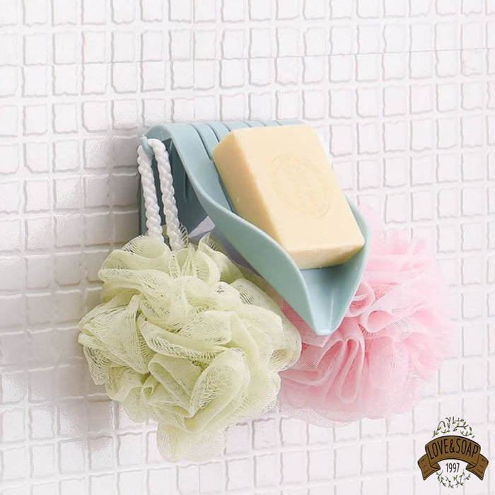 Porte-Savon Mural Adhésif Pour Douche - 13.8x10x7 Cm Avec 2 Crochets Et Trou De Drainage - Plastique - 9