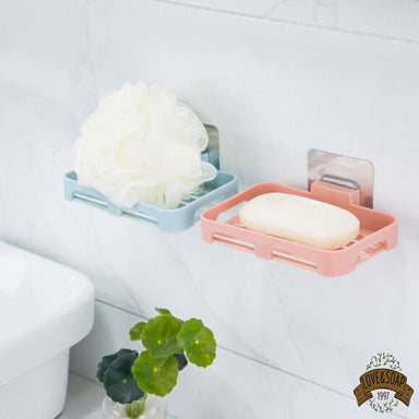 Eiflayn Porte Savon Mural Lot De 4 Pièces - Autocollant Sans Percer - 2 Noirs + 2 Blancs Avec Crochets