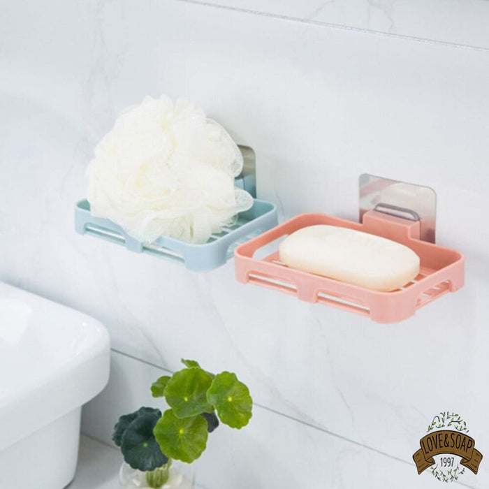 Porte-savon Mural Auto-drainant Avec Couvercle Rabattable - Blanc, ABS, 12,3x12,1x5 Cm - Pour Salle De Bain, Cuisine
