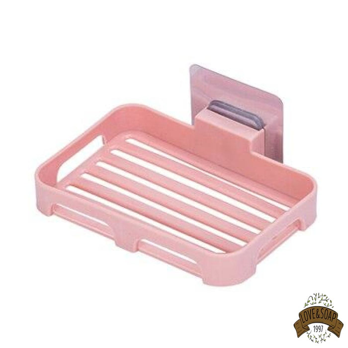 Porte-Savon Mural Adhésif Pour Douche - 13.8x10x7 Cm Avec 2 Crochets Et Trou De Drainage - Plastique - 6